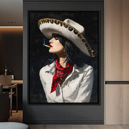 Sombrero Smoke Noir Portrait - NicheCanvas