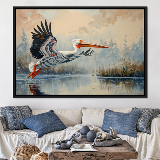 Ethereal Pelican's Graceful Glide Canvas Print