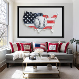 Patriotic Baseball USA Map Tribute - NicheCanvas