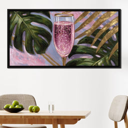 Pink Fizz Gold Palm Soiree - NicheCanvas
