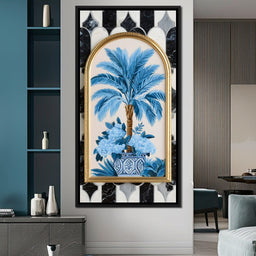 Tropical Elegance Flourish in Blue - NicheCanvas