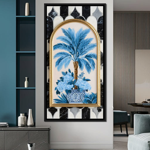 Tropical Elegance Flourish in Blue Canvas Print