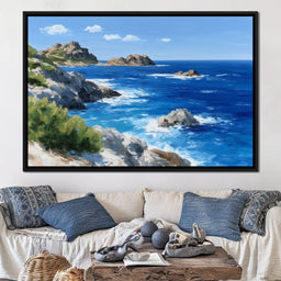 Rocky Coastline Ocean View Oil Painting - NicheCanvas