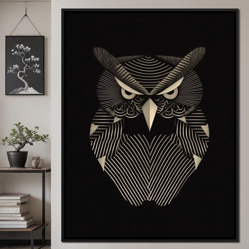 Golden Geometric Owl Guardian Canvas Print