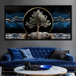 Golden Olive Tree Halo Reflection - NicheCanvas