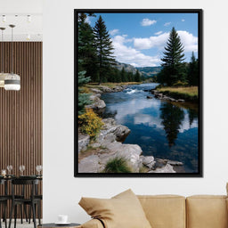 Mountain River Pines Reflection - NicheCanvas