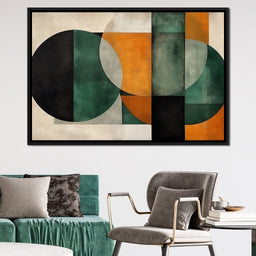 Geometric Ochre Jade Balance - NicheCanvas