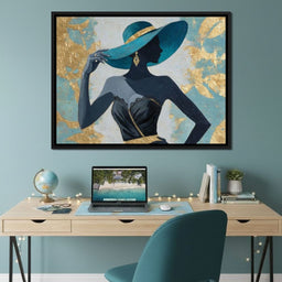 Golden Teal Elegance Lady - NicheCanvas