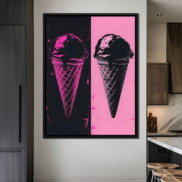 Black Pink Ice Cream Cones - NicheCanvas