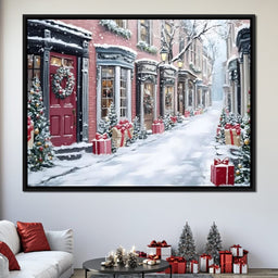 Snowy Carol Lane Holiday Cheer - NicheCanvas