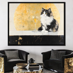 Golden Feline Elegance Scene - NicheCanvas