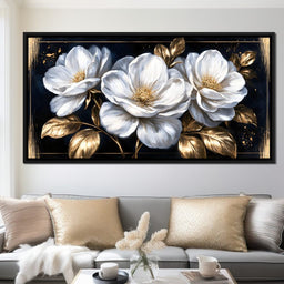 Gilded Petals On A Midnight Stage - NicheCanvas