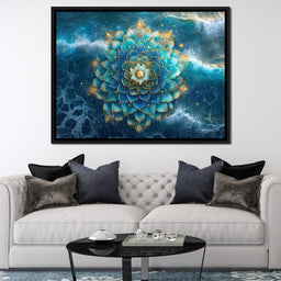 Lotus Reverie Over Ocean Waves - NicheCanvas
