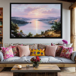 Pastel Sunrise Over Lake Fjord - NicheCanvas