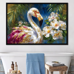 Gilded Flamingo Garden Glow - Neal Hackett - NicheCanvas
