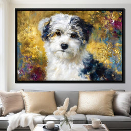 Golden Garden Puppy Portrait - NicheCanvas