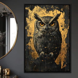 Golden Nocturnal Owl - NicheCanvas
