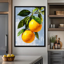 Sunlit Oranges On Branch - NicheCanvas