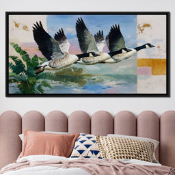 Wild Geese Over Quiet Marsh - NicheCanvas