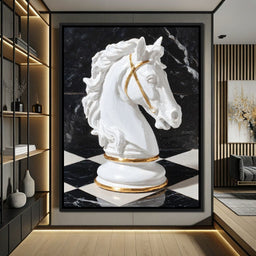 Gilded Knight on Marble Board - NicheCanvas