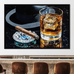 Whiskey Night Silhouette - NicheCanvas