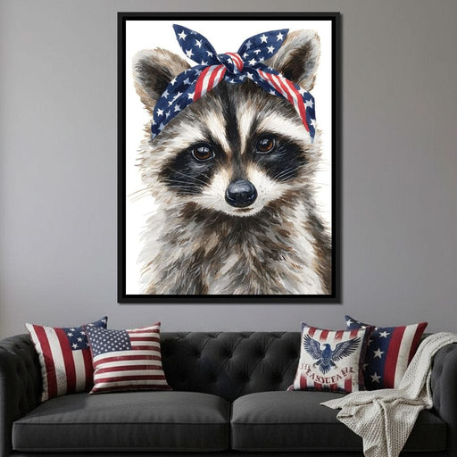 Patriotic Bandana Raccoon Canvas Print