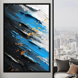 Sapphire Strokes Gold Specks 2 - NicheCanvas