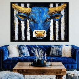 Striped Bull Portrait - Alicia Smith - NicheCanvas
