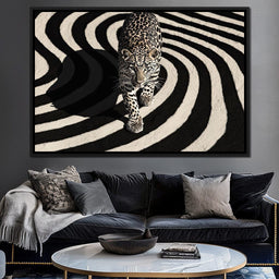 Leopard in Monochrome Swirls - NicheCanvas
