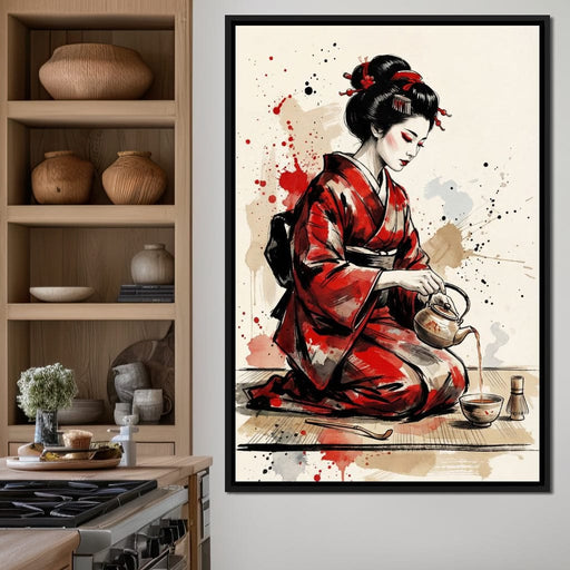 Japanese Woman Tea Ceremony Canvas Print