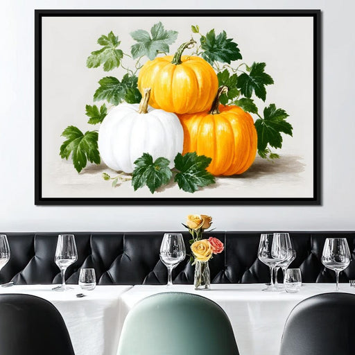 Harvest Pumpkin Trio Botanical Canvas Print