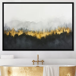 Radiant Mist Over Pine Peaks - NicheCanvas