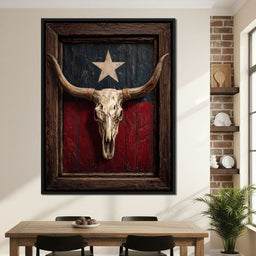 Texas Longhorn Lone Star Barnwood - NicheCanvas