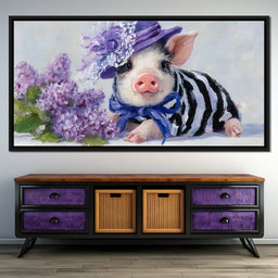 Lilac Garden Piglet Elegance - NicheCanvas