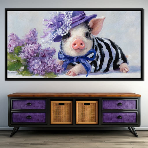 Lilac Garden Piglet Elegance Canvas Print
