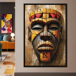 Ancient Tribal Mask Vibrance 40x60 - NicheCanvas