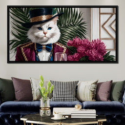 Elegant Feline in Formal Garden - NicheCanvas