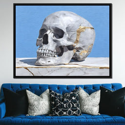 Kintsugi Skull on Marble Stilllife - NicheCanvas
