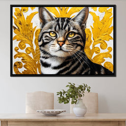 Golden Majesty Feline Portrait - NicheCanvas