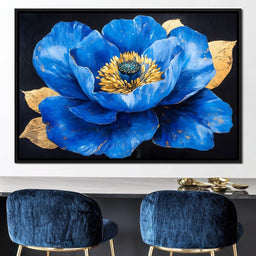 Golden Petal Azure Bloom - NicheCanvas