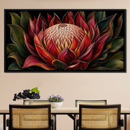 Crimson Protea Flame Crown - TooplesArt - NicheCanvas