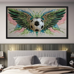 Winged Soccer Ball Watercolor - NicheCanvas