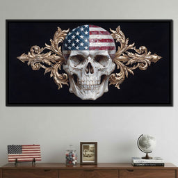 Patriotic Skull Baroque Fusion - NicheCanvas