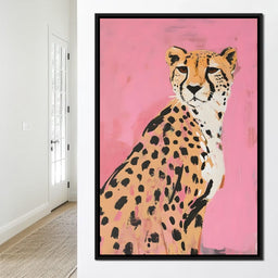 Cheetah Safari Elegance on Pink - NicheCanvas