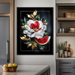 Golden Petals and Melon Muse - NicheCanvas