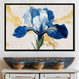 Gilded Blue Iris Bloom - NicheCanvas