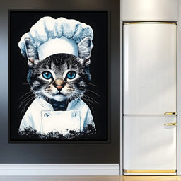 Chef Feline in Snowy Whites - NicheCanvas