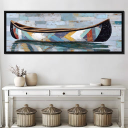 Patchwork Canoe Reflections - NicheCanvas