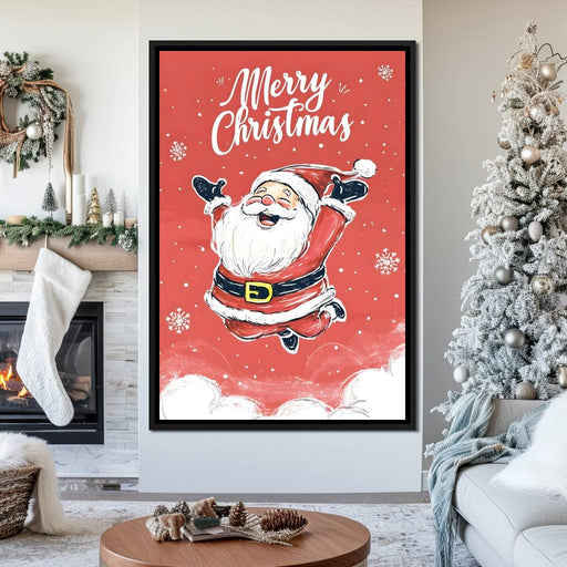 Joyful Santa Snowfall Holiday Canvas Print