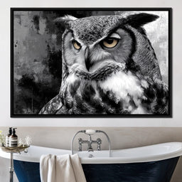Noir Owl Golden Eyes Portrait - NicheCanvas